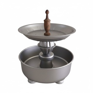 Plateau de service à 2 niveaux en bois de manguier et en métal de fer de grande qualité avec finition cuivre, organisateur décoratif de cuisine, plateau décoratif pour la maison - Product Image 3