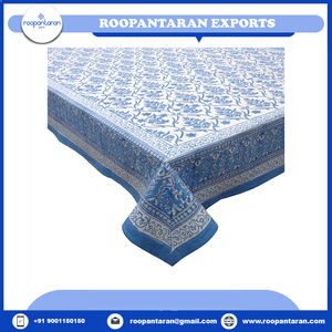 Manteles de algodón puro artesanales impresos con bloques de mano de fabricante indio con estilo a la venta - Product Image 2