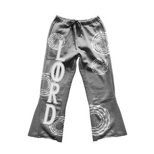 Distressed Printed <b>Embroidery</b> Rhinestone Winter Unisex Sweatsuits Streetwear Cotton Flared Baggy Sweatpants Hoodie <b>Set</b> - Product Image 5