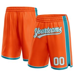 Industrie Direct Engro Sportswear Pantalones cortos de baloncesto Custom Orange White-Teal Authentic Basketball Shorts - Product Image 1