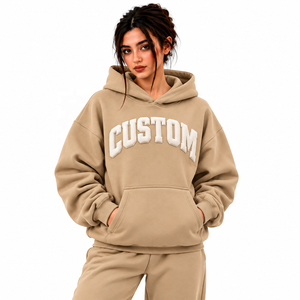 Sweat-shirts à capuche pour femmes en coton 100% de qualité supérieure, streetwear, survêtements, denim, impression en relief, poids lourd - Product Image 1