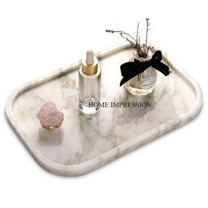 Décoration de table de fête moderne de luxe en marbre blanc non toxique de qualité Plateau de service pour la maison - Product Image 2