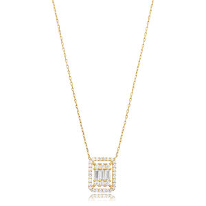 Baguette CZ Pierre Charme Collier En Gros Turc 925 En Argent Sterling Collier Femmes Bijoux - Product Image 1