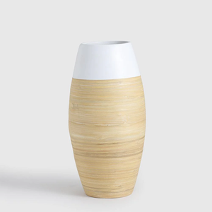 Vase à fleurs en bois fait à la main décoratif avec les tailles de 5X5X14 pouces avec fond de couleur noire et émail vert - Product Image 5