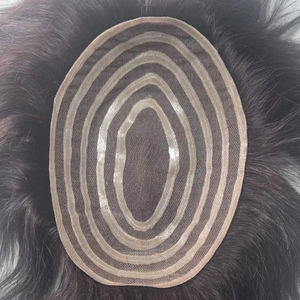 Peluca de Encaje PU para Hombre, Prótesis Capilar de Cabello Remy Indio con Ondas Naturales y Estilos Lacio Rizado, Peso 40-80g - Product Image 1