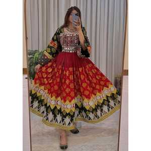 Afghan Kuchi Vestido de novia Ropa rosa y borlas multicolores Kuchi Vestido de novia Tribal Vestido afgano - Product Image 4