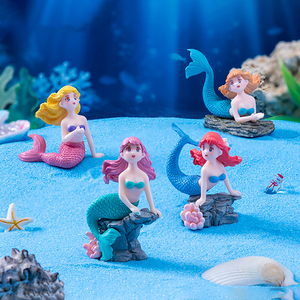 Figurine créative sirène sur récif, miniatures en PVC, artisanat pour aquarium, décoration DIY pour colle crémeuse, accessoires pour micro-paysage - Product Image 2