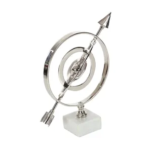 Litton Lane, globo armilar de aluminio plateado de 12 pulgadas, esfera decorativa de Metal hecha a mano con base de mármol - Product Image 1