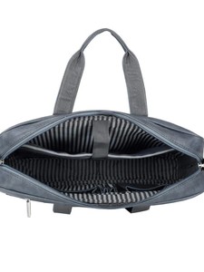 Sac messager élégant pour ordinateur portable en cuir véritable bleu ardoise, léger, avec bandoulière rembourrée et organisateur multi-poches - Product Image 4