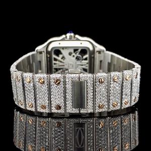 New Trendy Luxury Handmade Fully <b>for</b> VVS Leb Grown <b>Square</b> Fashion <b>Watches</b> Quartz Movement Glass Dial Window Analog Hip Hop Style - Product Image 4