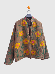 Veste en coton brodée florale, col mandarin, manches longues, style Prairie Chic, grande taille, pour femme, style printemps - Product Image 2