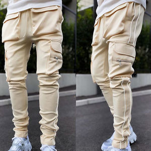 กางเกงวอร์มแนวสตรีทสำหรับผู้ชายกางเกงวิ่งแบบมีกระเป๋าหลายกระเป๋ากางเกงวิ่งกางเกงกีฬาออกกำลังกายแบบลำลองออกแบบได้ตามต้องการ - Product Image 4