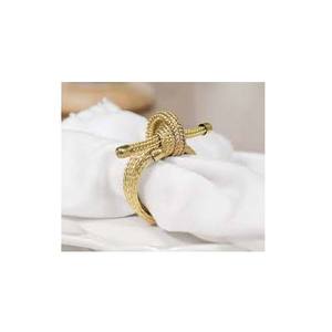 Nœud rond en dentelle Design Décoration de banquet de mariage Feuille de métal doré Design en relief Vaisselle Anneau de serviette - Product Image 1