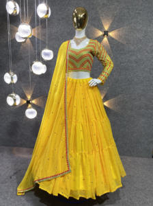 2023 Designer mariée Lehnga Choli vente chaude fabricant indien fête de mariage porter robe tissu Lahnga Choli - Product Image 3