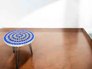 Dazzling <b>Mosaic</b> Side Table: Iridescent <b>Art</b> - Blue Coffee Table - Side Table - Livingroom Decor - Gift - Product Image 4