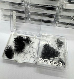 Extensiones de Pestañas de Cachemira con Base Puntiaguda 3D, Abanicos de Volumen Premontados de Tallo Corto, Bandejas de Pestañas Suaves de PBT con Aspecto Natural, Caja con Logotipo Personalizado - Product Image 5