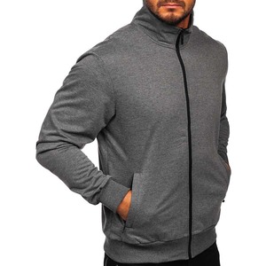 Sweat-shirt uni à logo personnalisé coupe ajustée Pull-over Lettre graphique Manches raglan Sweat-shirt à fermeture éclair complète - Product Image 4