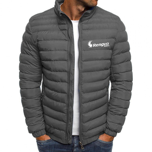 2021 Men's Casual Solid <b>Stand</b> Collar Zipper Closure Hooded <b>Crystal</b> Decoration Cotton Filled Puffer Jacket Pockets Warm Winter - Product Image 2