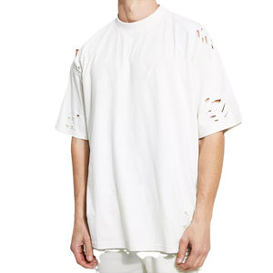 T-shirt vintage streetwear d'été pour homme du fabricant, 100 % coton, manches courtes vieillies, coupe oversize personnalisable - Product Image 1