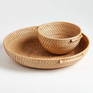 ชามหวายลายธรรมชาติสำหรับเสิร์ฟขนมปังสลัดที่เก็บผลไม้แบบชนบทอุปกรณ์สำหรับห้องอาหารในฟาร์ม - Product Image 5