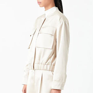 Chaqueta con manchas de bombardero para mujer de fabricación profesional para ropa de calle Producto de Venta caliente Chaqueta de satén para mujer en MOQ bajo - Product Image 6