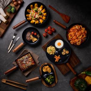 TrueCook Premium Ceramic <b>Cookware</b> <b>Set</b> 8 Types IH Induction With Canadian Maple Wood Handle - Product Image 6