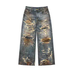 Jeans à jambes larges, qualité d'exportation, OEM, bas décontractés, fabriqués pour la vente en gros à l'étranger, avec une construction en denim durable - Product Image 1