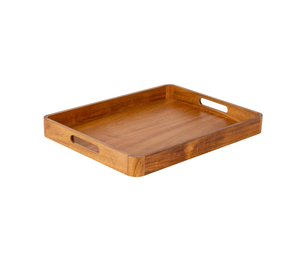 Bandeja DE SERVICIO DE MADERA rectangular moderna con asas, bandeja de jardín personalizada para desayuno, merienda, café, té - Product Image 5
