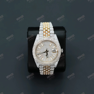 Unisex Luxury 18K Gold 925 Pure Silver Dual-Color Quartz Movement <b>Watch</b> VVS Clarity Sandstone Diamond Moissanite for <b>men</b> - Product Image 2