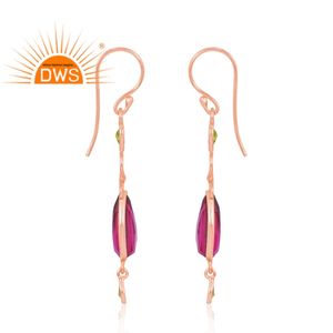 Venta caliente 925 Plata de Ley 18K chapado en oro rosa Multi piedra preciosa colgante pendiente Demi joyería fina fabricante - Product Image 4