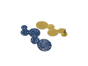 Nueva llegada diseñador de joyería pintura a mano azul Pottary diseño dorado mate acabado colgante pendiente para mujeres y niñas - Product Image 4