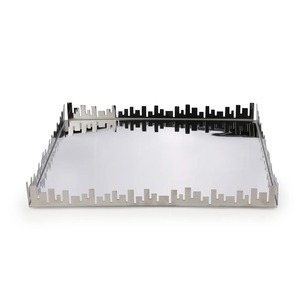 Plateau de service en acier inoxydable décoratif moderne avec logo de taille personnalisable à motif rustique-Prix de gros pour fête mariage - Product Image 1