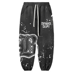 Ropa de calle, pantalones para correr, pantalones deportivos de poliéster con logotipo personalizado, Pantalones rectos bordados, pantalones de hombre lavados de pierna ancha de alta calidad - Product Image 1
