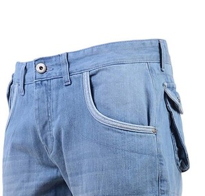 Calidad Premium Nuevo artículo Algodón ajustable Casual Color sólido Más alta calidad Estilo de carga Bolsillos Stretch Denim Short para hombres - Product Image 3