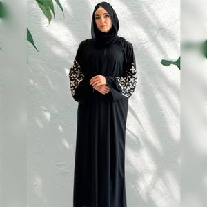 ชุดอาบายาผ้าซาตินสำหรับผู้หญิงชุดเดรสอิสลามมุสลิมแขนระบายชุดอาบายาสไตล์ดูไบสำหรับชาวมุสลิม - Product Image 1