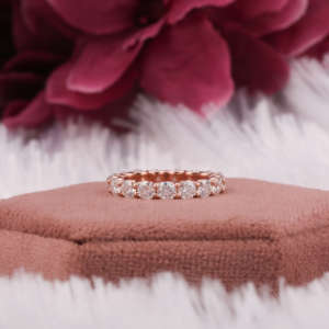 Bijoux fins 14K solide or Rose bague de luxe coupe ronde DEF couleur laboratoire cultivé diamant anneaux de mariage pour les femmes conception personnalisée - Product Image 1