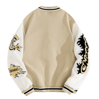 Blouson universitaire camouflage personnalisé à prix réduit, col montant, logo frontal, 100 % laine, patchs en chenille brodés de haute qualité