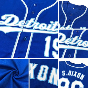 Camiseta de Béisbol Azul y Blanca Personalizada con Botones, Nombre del Equipo y Número Personalizados, Camiseta Deportiva de Manga Corta para Hombre - Product Image 4