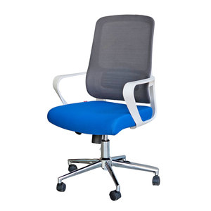 Chaise de bureau en maille à hauteur réglable avec cadre blanc et appui-tête en tissu (M1102T) - Product Image 1