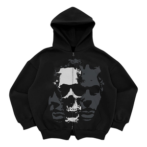 Conception de motif de logo personnalisé DTG Direct écran en relief pour vêtement 100% coton double couche sweat à capuche zippé Techniques brodées parfaites - Product Image 4