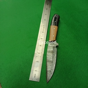 Damasco acero Bushcraft Skinner cuchillo EDC supervivencia Pakka mango de madera cuchillos japoneses con Funda de cuero - Product Image 6
