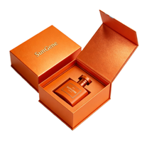 Boîte à parfum haut de gamme portable avec revêtement UV, doublure en éponge, lamination mate, gaufrage, forme de livre unique, boîte en papier rigide, logo personnalisé