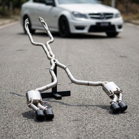 Sistem Knalpot Lengkap Performa Tinggi SDO Stainless Steel Poles Cermin untuk Mercedes-Benz AMG C63 W204 6.2L V8 2007-2014