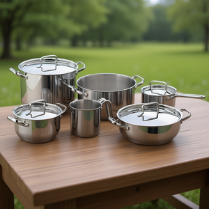 Ensemble de casseroles en acier inoxydable de qualité supérieure, 10 pièces, compatible avec l'induction, passe au lave-vaisselle, compatible avec les cuisinières à gaz, électriques, céramiques, halogènes et fours - Product Image 3