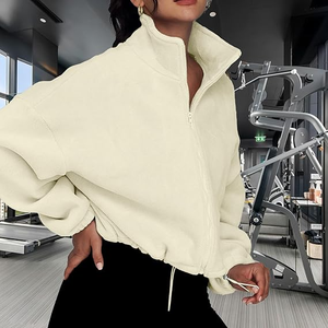 Sudadera con cremallera para mujer, sin capucha, forro polar, chaquetas con cremallera, sudadera cómoda con capucha y cremallera completa para mujeres y niñas - Product Image 3