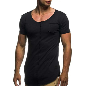 Custom Logo Men's Fitness Slim T-<b>Shirt</b> Fashion <b>Patchwork</b> Design Cotton Summer Casual Short Sleeve - Product Image 4