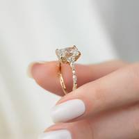 Bague de fiançailles en or jaune 14 carats plaqué rhodium avec halo caché, diamant radiant de laboratoire certifié IGI 2,00 carats, pour mariage et soirée