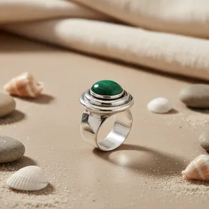 Bague en argent sterling 925 avec malachite tendance pour femmes - Bijou tendance et élégant - Product Image 2