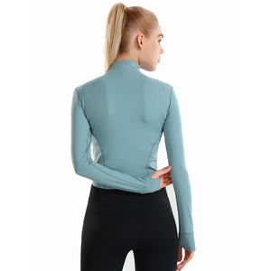 Ensemble de sport Lulu 2024, coupe classique, pour la salle de sport, le yoga, le golf, hauts courts en nylon, vêtements de course pour femmes, fermeture éclair, haute qualité - Product Image 2