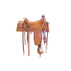 Sillín occidental de caballo hecho a mano de color tostado con sillín occidental de caballo de cuero de diseño mecanizado - Product Image 2